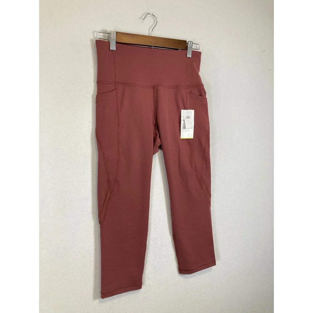 Athletic Old Navy Girls M Terracotta Rose Elevate High Rise Go-Dry Crop Leggings